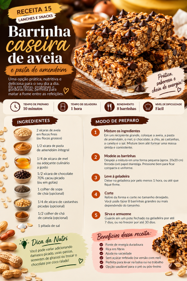 Barrinha Caseira de Aveia e Amendoim