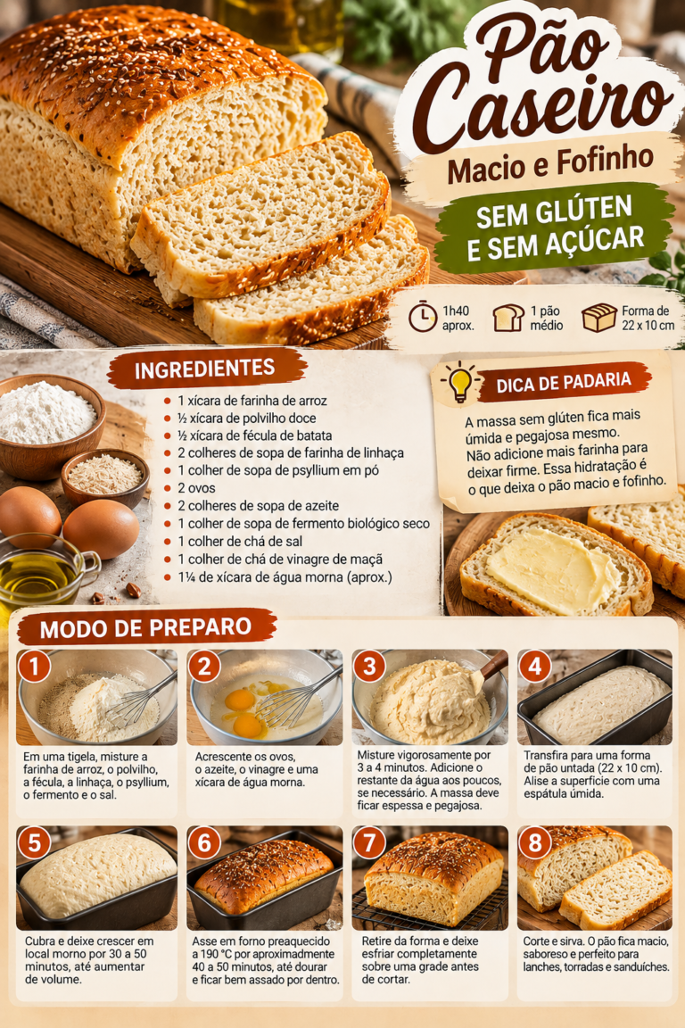Infográfico de Pão Caseiro Sem Glúten